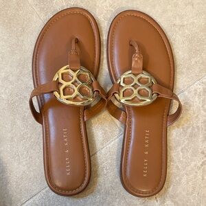 Kelly & Katie Tan Sandals with Gold Detail